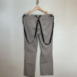 Dirty English pants with suspenders